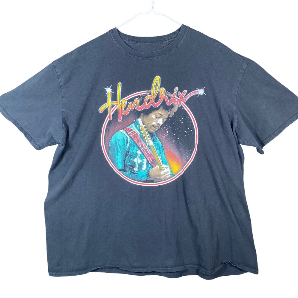 Hendrix Mens Shirt Black Authentic Band Tee Short Sleeve Paint Splater Cotton XL